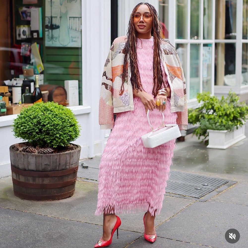 Zara Pink Fringe Midi Dress - never worn